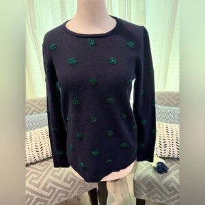 Talbots Navy Sweater with Green Accents, NWT, size small